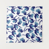 Tenture Fleur de Pâquerette Bleue : Sans couture dessinée (Devant (Horizontal))