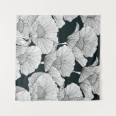 Tenture Fleur de pavot, ligne blanche noire. (Devant (Horizontal))