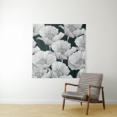 Tenture Fleur de pavot, ligne blanche noire. (En situation)