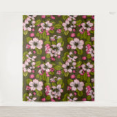 Tenture Fleur de pomme sur vert foncé (Devant)