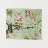 Tenture fleur de printemps rose mint tour eiffel française (Devant (Horizontal))