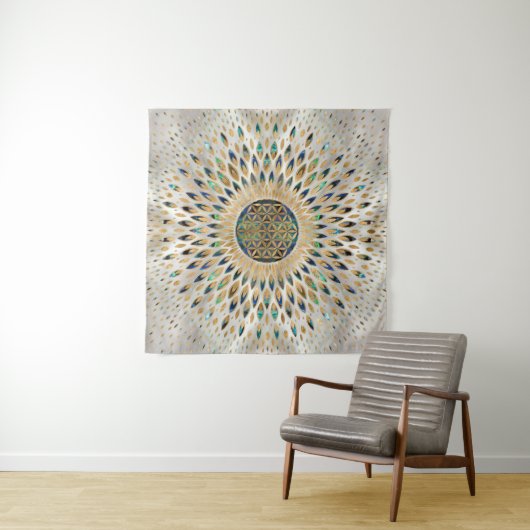 Tenture Fleur de vie - Abalone Shell et Pearl (En situation (horizontale))