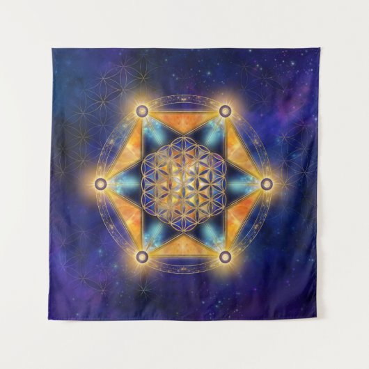 Tenture Fleur de vie Merkaba Star - Géométrie sacrée (Devant (Horizontal))