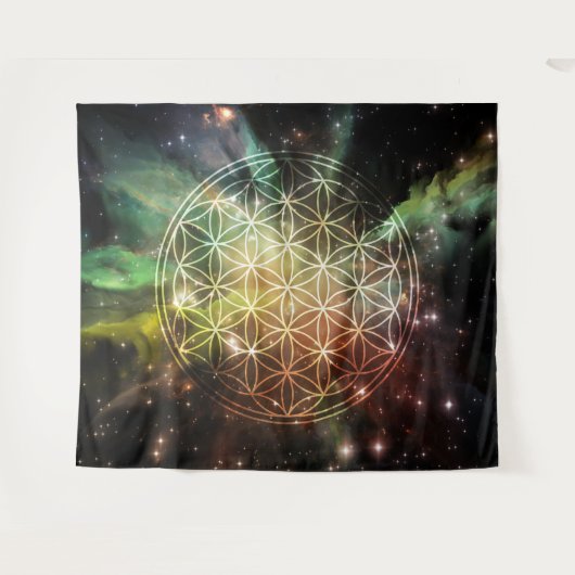 Tenture Fleur de vie universelle (Devant (Horizontal))