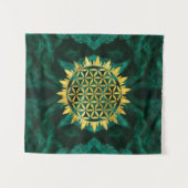 Tenture Fleur d'or de la vie sur la malachite (Devant (Horizontal))
