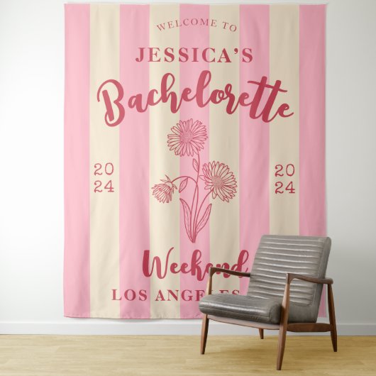 Tenture Fleur du mois de naissance Rose Beige Bienvenue En (En situation)