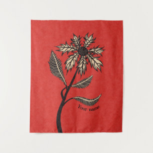 Tenture Fleur Gothique Retro Encre Vintage Rouge Et Noir N