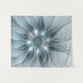 Tenture Fleur Joyeuse Abstrait gris bleu floral Fractal (Devant (Horizontal))