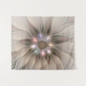 Tenture Fleur joyeuse abstraite beige marron floral fracta (Devant (Horizontal))