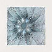 Tenture Fleur joyeuse abstraite fleur grise bleue fractale (Devant (Horizontal))