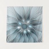 Tenture Fleur joyeuse abstraite fleur grise bleue fractale (Devant)