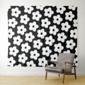 Tenture Fleur noire et blanche Motif Y2K (En situation (horizontale))