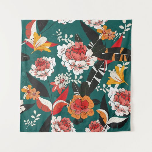 Tenture Fleur orange-blanc : illustration transparente vin (Devant)