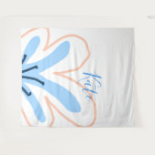 Tenture Fleur pastel orange bleue ajouter nom cadeau rétro (Devant (Horizontal))
