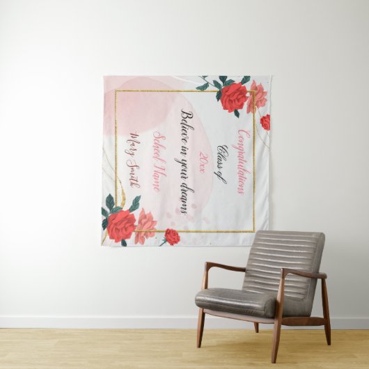 Tenture Fleur Populaire Personnaliser Rose Rouge (En situation (horizontale))