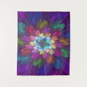 Tenture Fleur psychédélique colorée Art fractal Abstrait (Devant)