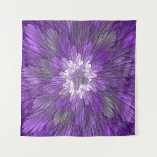 Tenture Fleur psychédélique violette Abstraite Fractal Art (Devant)