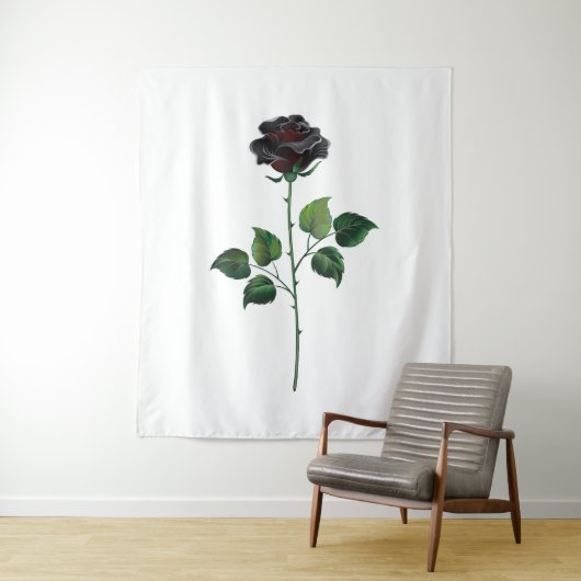 Tenture Fleur rose noire (En situation)