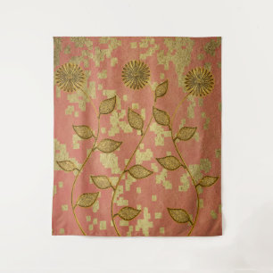 Tenture Fleur rose rustique brillant