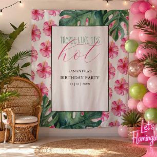 Tenture Fleur rose tropicale Arrière - plan de fête d'anni
