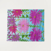 Tenture Fleur rose vif Dessin bleu (Devant (Horizontal))