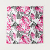 Tenture Fleur rouge orientale : Motif d'aquarelle. (Devant (Horizontal))