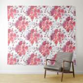 Tenture Fleur rouge rose sur blanc. (En situation (horizontale))