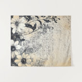 Tenture Fleur rustique et calligraphie - Papier Brown viei (Devant (Horizontal))