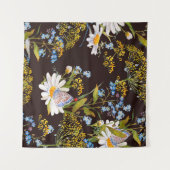 Tenture Fleur sauvage : aquarelle arrière - plan noire (Devant (Horizontal))