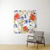 Tenture Fleur sauvage : couleur bleu foncé bleu clair (En situation (horizontale))