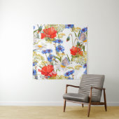 Tenture Fleur sauvage : couleur bleu foncé bleu clair (En situation)