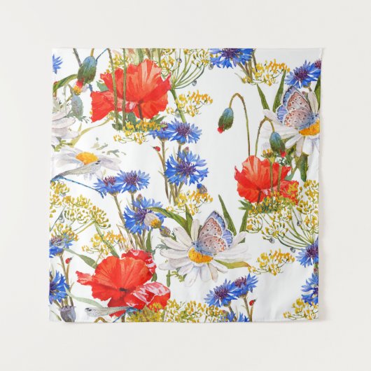 Tenture Fleur sauvage : couleur bleu foncé bleu clair (Devant)