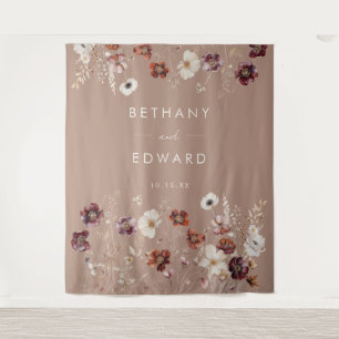 Tenture Fleur sauvage d'automne Meadow Taupe Mariage arriè