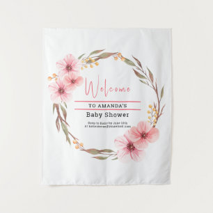 Tenture Fleur Sauvage En Route Fête Prénatale Bébé Rose