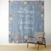 Tenture Fleur sauvage moderne Mariage bleu Accueil arrière (En situation)