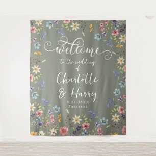 Tenture Fleur sauvage moderne Sage Mariage Accueil arrière