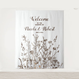 Tenture Fleur sauvage rustique automne Mariage floral toil