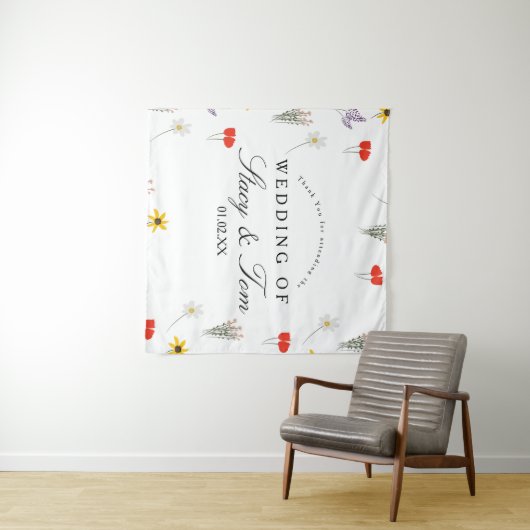 Tenture Fleur sauvage simple main tiré Merci Mariage (En situation (horizontale))