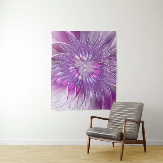 Tenture Fleur violette rose Passion Abstrait Art fractal (En situation)