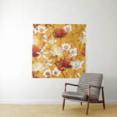 Tenture Fleuron Rétro : Art de la ligne florale inachevé (En situation)