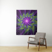 Tenture Fleuron vert violet Art Abstrait fractal moderne (En situation)