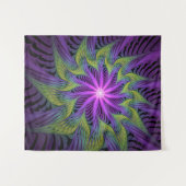 Tenture Fleuron vert violet Art Abstrait fractal moderne (Devant (Horizontal))