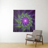 Tenture Fleuron vert violet Art Abstrait fractal moderne (En situation (horizontale))