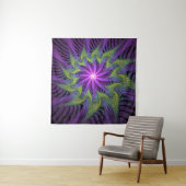 Tenture Fleuron vert violet Art Abstrait fractal moderne (En situation)