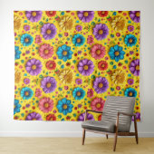 Tenture Fleurs 3d colorées (En situation (horizontale))