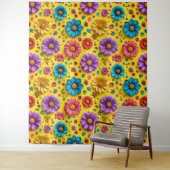 Tenture Fleurs 3d colorées (En situation)