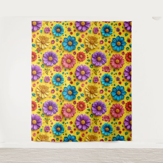 Tenture Fleurs 3d colorées (Devant)