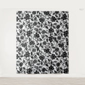 Tenture Fleurs à rayures noir et gris (Devant)