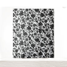 Fleurs à rayures noir et gris