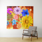 Tenture Fleurs Abstraites Avec Coucher De Soleil - Fleur C (En situation (horizontale))